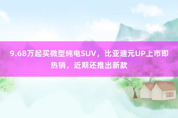 9.68万起买微型纯电SUV，比亚迪元UP上市即热销，近期还推出新款