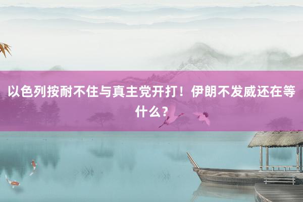 以色列按耐不住与真主党开打！伊朗不发威还在等什么？