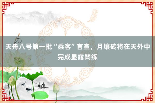 天舟八号第一批“乘客”官宣，月壤砖将在天外中完成显露闇练