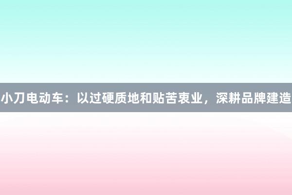 小刀电动车：以过硬质地和贴苦衷业，深耕品牌建造