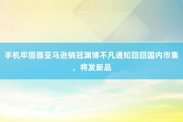 手机牢固器亚马逊销冠渊博不凡通知回回国内市集，将发新品