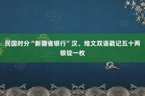 民国时分“新疆省银行”汉、维文双语戳记五十两银锭一枚