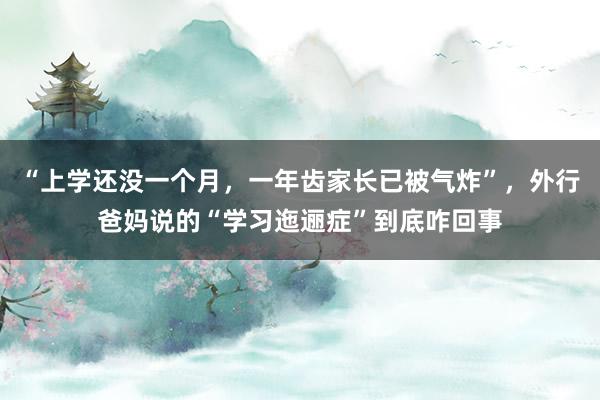 “上学还没一个月，一年齿家长已被气炸”，外行爸妈说的“学习迤逦症”到底咋回事