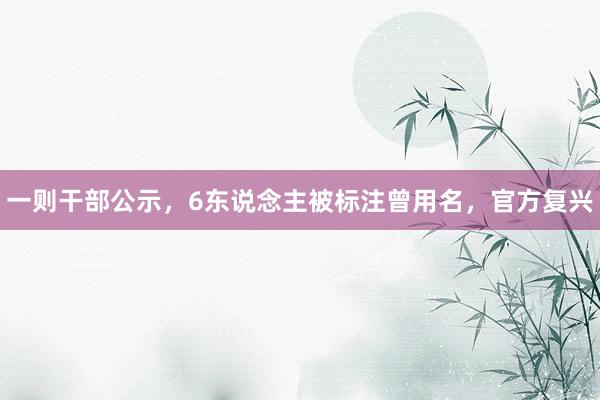 一则干部公示，6东说念主被标注曾用名，官方复兴